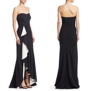 Cinq a Sept Roma Strapless Ruffle High Low Gown